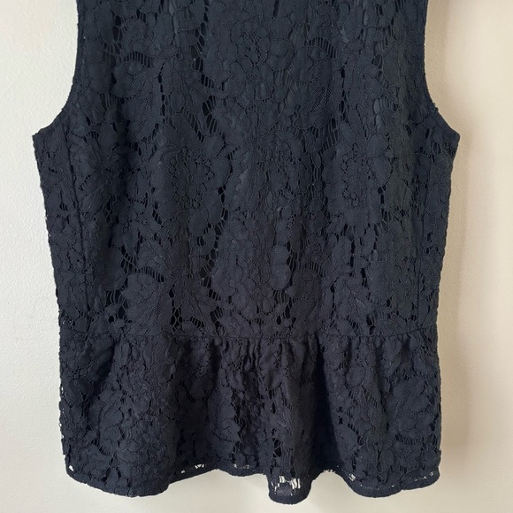 J.CREW Black Floral Lace Peplum Top Women’s Size 2 Sleeveless Blouse - Picture 5 of 7